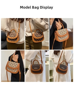 Detailed views of the half-moon saddle bag in various grid patterns and styling options