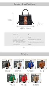 Tableau des tailles et options de couleurs pour le sac à main en cuir PU à motif crocodile