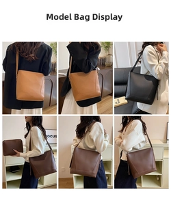 Minimalist leather tote bag shown in multiple colors and versatile carrying styles