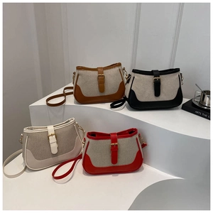 Detailed collection of vintage canvas shoulder bags in brown, black, white, and red colors