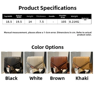 Detailed size guide and product parameters for the vintage PU leather crossbody bag