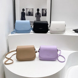 Niche Minimalist PU Leather Saddle Shoulder Bag For Women Fashion Trend Letter Print Crossbody Small Square Bag