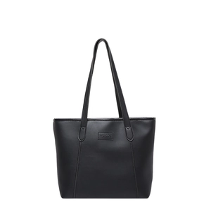 Grand sac cabas noir minimaliste avec gaufrage mode et fermeture éclair pour femmes