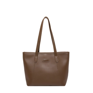 Grand sac cabas marron foncé en similicuir lisse avec de longues bandoulières