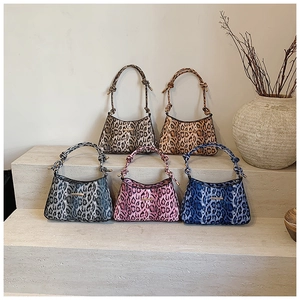 Borse a spalla hobo chic con stampa leopardata in cinque colori su gradini di pietra