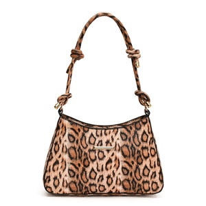 Borsa a spalla leopardata alla moda con hardware dorato e tracolla con nodo di stile