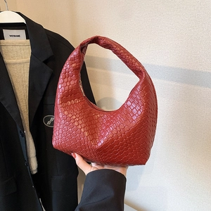 Women Woven PU Leather Hobo Handbag Intrecciato Pattern Single Shoulder Bag Versatile French Style Daily Tote