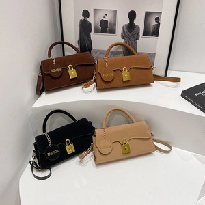 Borsa A Spalla Donna Pelle PU Opaca Borsa A Mano Retro Chiusura A Lucchetto Borsa A Tracolla Con Ciondolo Moda
