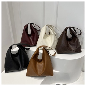 Group display of chic hobo tote bags in burgundy, cream, brown, black, and tan colors
