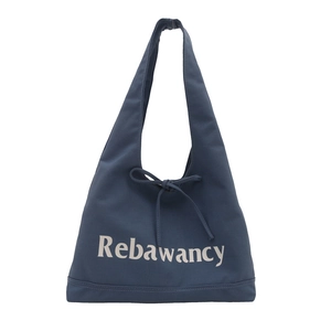 Donkerblauwe canvas draagtas met Rebawancy-letterprint en strikdetail voor dagelijks gebruik