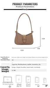 Spécifications détaillées de taille pour le sac à main vintage marron en cuir PU