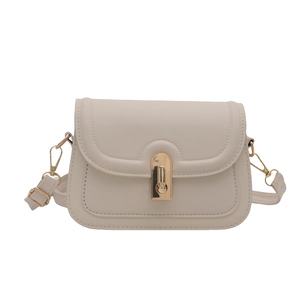 Sac à bandoulière crème minimaliste avec fermoir doré vintage et coutures élégantes