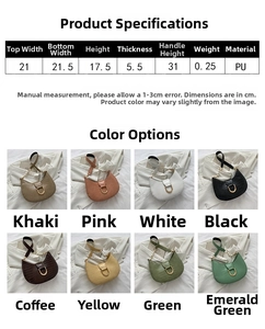 Size chart and dimensions for trendy crocodile pattern PU leather hobo shoulder bags