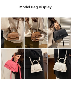 Detailed views of lychee texture handbags in brown, black, pink and white options