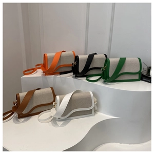 Chic patchwork canvas and PU crossbody bags with wave-cut edges in multiple vibrant colors