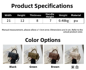 Detailed size specifications for women's vintage PU leather shoulder bag in four colors