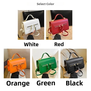 Detail view of small PU leather crossbody bags in five colors with double zipper decor