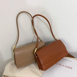 Borsa A Spalla Da Donna Con Motivo A Coccodrillo Ecopelle Borsa Sottobraccio Retro Rettangolare Con Patta E Accessori Dorati