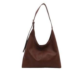 Large vintage dark brown Hobo shoulder bag with adjustable strap and textured PU finish