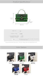 Detail showing dimension specs and color options of crocodile pattern crossbody bag