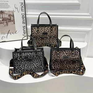 Leopard Print Tote Bag PU Leather Large Capacity Wide Strap Shoulder Handbag For Women Fashion Trendy Street Daily Style
