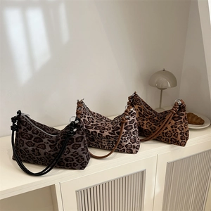 Borsa A Spalla Con Stampa Leopardata Da Donna Borsa Tote In Tela Grande Capacità Con Tracolla A Nodo Moda Vintage Casual Lavoro