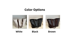 Three-color comparison of large capacity tote bags in white, black and brown matte leather