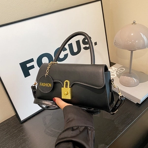 Women Handbag Retro Small Square Crossbody Shoulder Bag Synthetic Leather Gold Metal Lock Fashion Round Tag Daily Casual