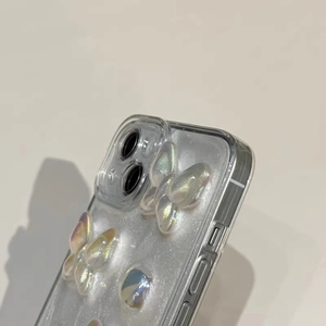 Glitter iPhone case with 3D pearlescent butterflies and clear TPU shockproof protection
