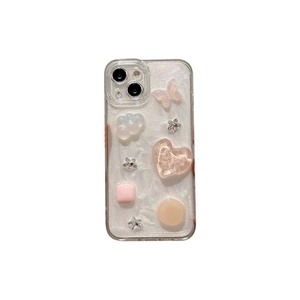 Glitzernde iPhone Hülle mit 3D Schmetterling, Herz und Blumen Dekorationen