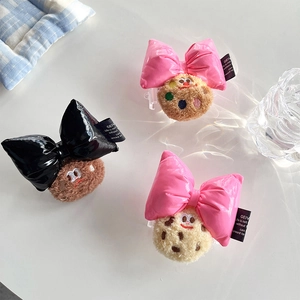 Crossbody Phone Strap Plush Cookie PU Bow Adjustable Nylon Braided Lanyard Neck Cord For Phone Case Back Clip Cute Y2K