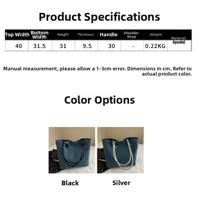 Detailed size guide and measurements for the large canvas tote bag with knot straps