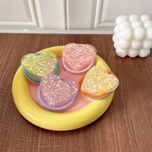 Sparkly glitter heart magnetic phone grip set in pink purple green and orange colors
