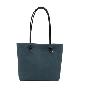 Sac fourre-tout minimaliste en toile sarcelle avec longues poignées en corde noire
