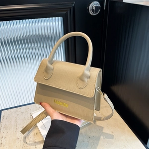 Lychee pattern crossbody handbag in khaki with fashion lettering and round handle