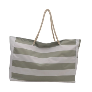 Large capacity striped canvas tote bag with nautical rope handles for travel and beach