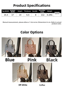 Tableau des tailles détaillé et dimensions du sac à bandoulière matelassé en plusieurs couleurs