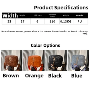 Tableau des tailles et options de couleurs pour le sac bandoulière matelassé en cuir PU