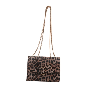 Chic leopard print small square crossbody bag with gold chain strap and metal clasp