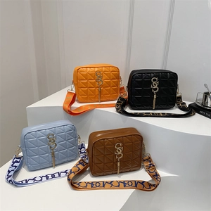 Sac Bandoulière En Similicuir Matelassé Avec Gland Logo Métallique Large Bandoulière Imprimée Sac Carré Femme Tendance