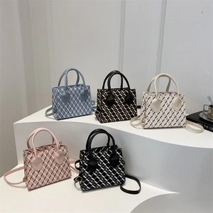 Sac À Main Femme En Cuir PU Motif Géométrique Losange Imprimé Ours Sac À Bandoulière Poignée Supérieure Chic