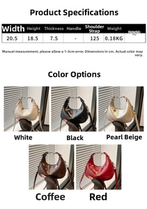 Detailed size chart and multi-color collection of chic PU crescent moon armpit bags