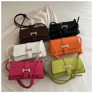 Classic baguette shoulder bags in six vibrant colors with stylish rope straps
