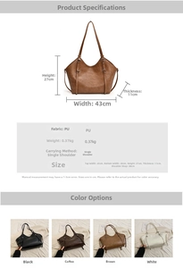 Spécifications de taille pour un sac fourre-tout en cuir PU rétro avec quatre couleurs