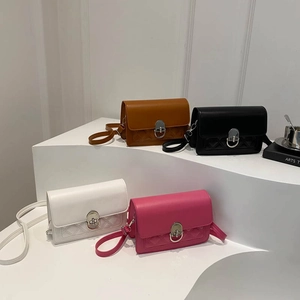 Chic quilted square crossbody bag for women in four versatile colors with silver twist lock