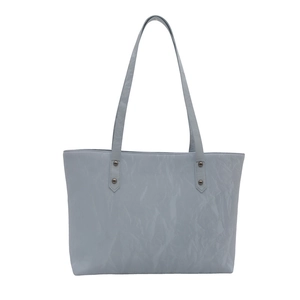 Minimalist large capacity tote bag with unique wrinkled texture in light blue color