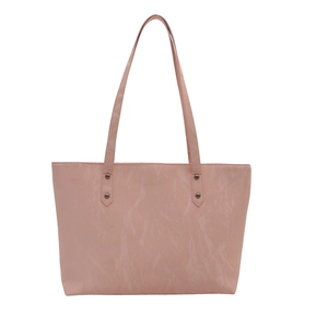 Grand sac cabas en cuir froissé rose pour femme avec détails de rivets métalliques