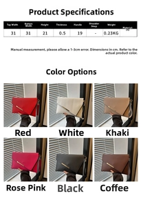 Detailed size guide and color options for stylish PU leather envelope clutch bag