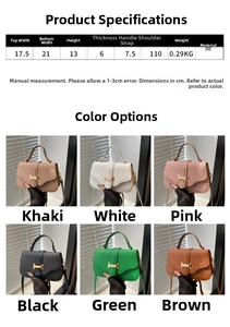 Detailed size specifications and color variants of the French retro underarm bag in PU leather