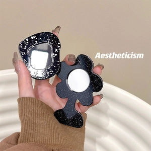 Miroirs de poche esthétiques en forme de fleur avec motifs d'éclaboussures d'encre